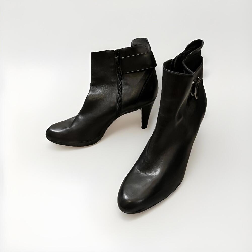 STUART WEITZMAN LADIES ANKLE BOOTS SIZE 10M MADE IN SPAIN BLACK LEATHER
